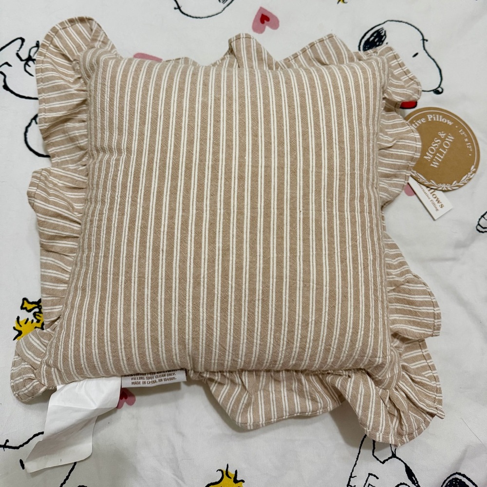 Home Is Where My Dog Is Striped Pinstripe Decorative Pillow Ruffles Embroidered - Picture 5 of 5